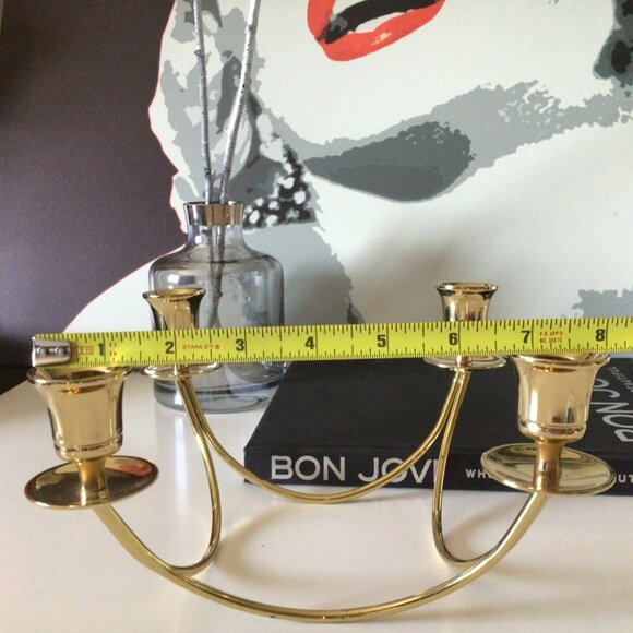 Brass 4-Arm Candelabra Candle Holder Vintage Decorative Piece For Home Or Event - Picture 6 of 9
